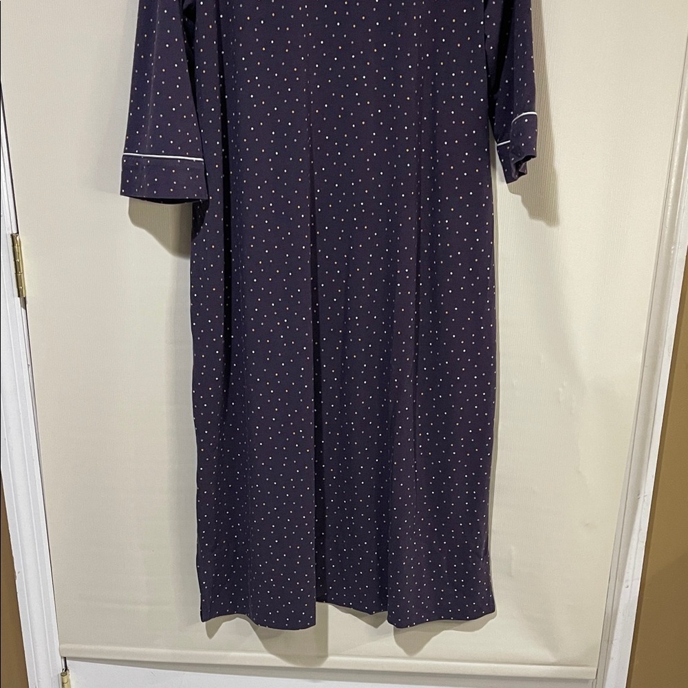 NWOT Soma Navy, Crew Neck, 3/4 Sleeve Nightgown with Polka Dots Size XL - Picture 12 of 12